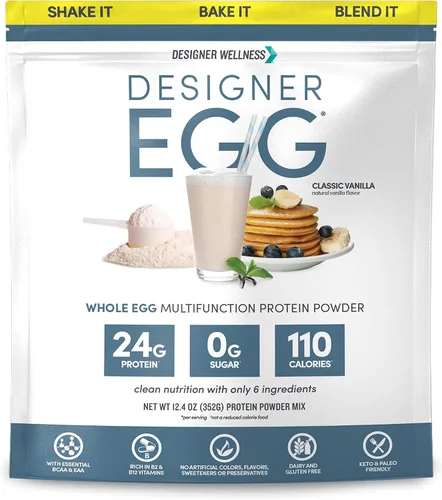 Vista 8 de Designer Wellness, Designer Egg, polvo de proteína natural de yema de huevo y clara de huevo, apto para dieta keto y paleo, bajo en calorías, menos