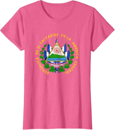 Vista 65 de Escudo de armas de El Salvador Salvadoran Distressed Design T-Shirt
