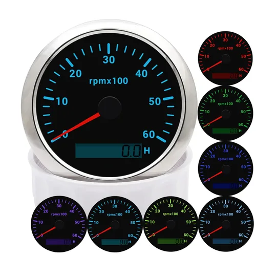 Vista 9 de KAOLALI Velocímetro GPS de 3.346 in 0-160MPH con tacómetro calibre 0-8000RPM para coche, barco, motocicleta, camión, medidor de velocidad