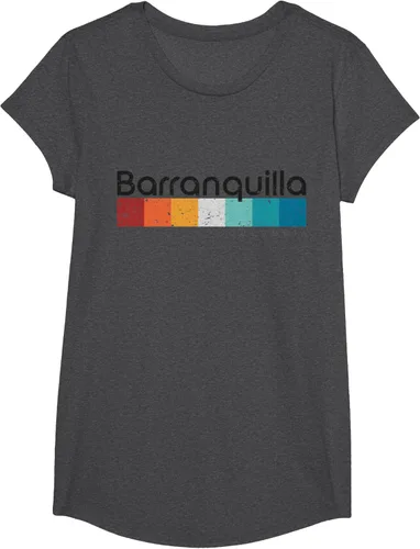 Vista 47 de Barranquilla Colombia - Camiseta de diseño vintage de estilo retro, Blanco, S