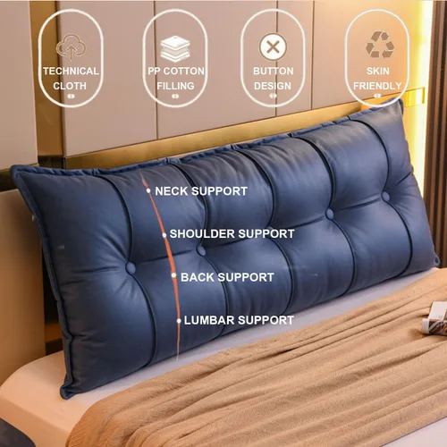 Vista 2 de Almohada grande para cabecero, cojín de cuña para reposo en cama, almohada de lectura, impermeable, para sentarse en la cama, sofá cama, respaldo