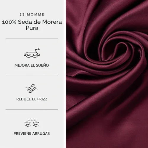 Vista 2 de Fishers Finery Funda de almohada de seda de morera 100% pura de 25mm (Rojo King)