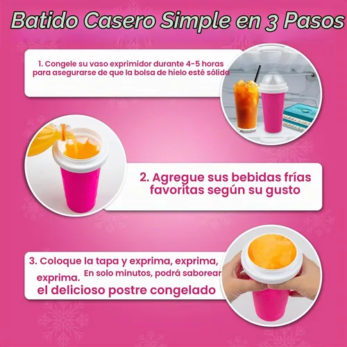 Vista 3 de 3 Vasos Hacedores de Granizados DIY – Vasos Mágicos de Smoothies Congelados Rápidos para Batidos de Leche Caseros y Hacedor de Helado, Vaso