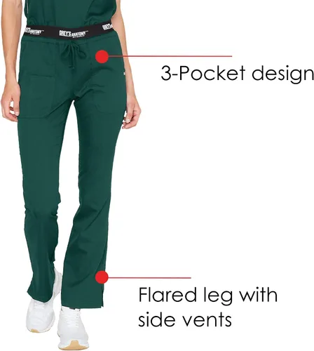 Vista 5 de Pantalón de uniforme médico estilo Greys Anatomy con 3 bolsillos para mujer - pantalón médico con ajuste moderno
