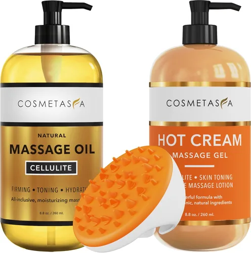Vista 12 de Aceite de masaje para celulitis y crema caliente, aceite y gel para celulitis 100% natural, altamente absorbente, reafirma, tonifica, tensa e