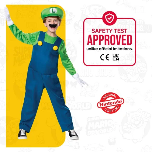 Vista 5 de Disguise Nintendo Luigi Deluxe - Disfraz para niño color verde talla S 4-6