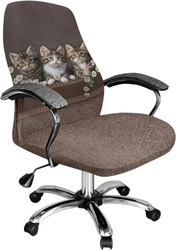 Vista 29 de Xoenoiee Bee Floral Print Office Chair Covers, Stretch Computer Boss Chair Cover with Button High Back Chair Slipcover Anti-Dust Rotating Chair