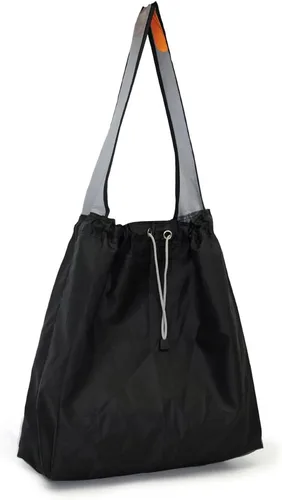 Vista 4 de Paquete de 4 bolsas de compras plegables de nailon Ripstop reutilizables con bolsa y bolsillo interior, cordón