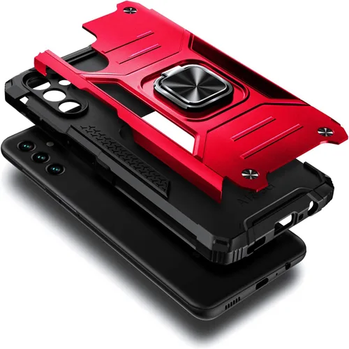 Vista 3 de NZND Funda diseñada para Samsung Galaxy A14-5G con protector de pantalla de vidrio templado, probada contra caídas de grado militar de 16 pies