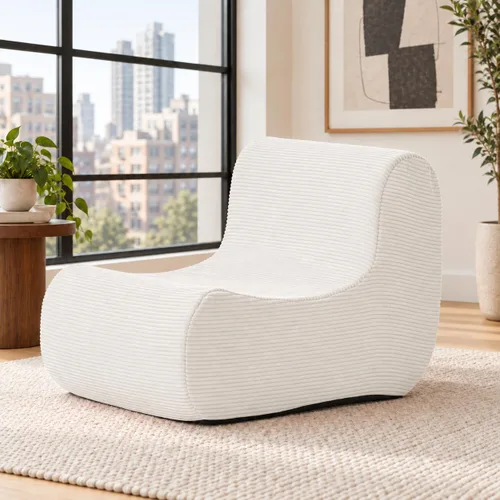 Vista 10 de N&V Sofá de espuma de un solo asiento, sofá de suelo sin brazos, espuma de alta densidad de una pieza, funda extraíble y lavable a máquina, azul