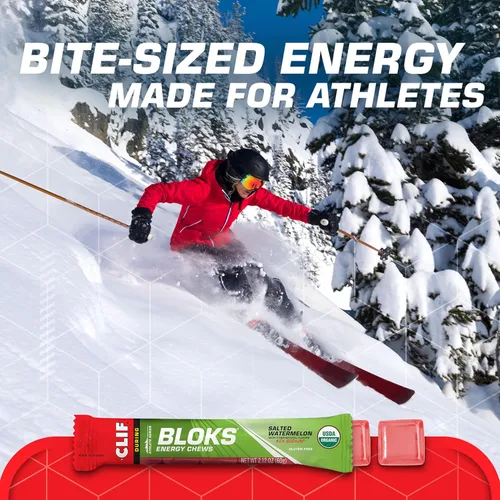 Vista 3 de CLIF BLOKS - Sabor sandía salada con 2X sodio - Masticables energéticos - Sin OGM - A base de plantas - Combustible rápido para ciclismo y correr