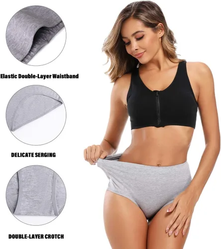 Vista 3 de Molasus - Ropa interior de algodón para mujer, cintura alta, cobertura total, tallas regulares y extragrandes