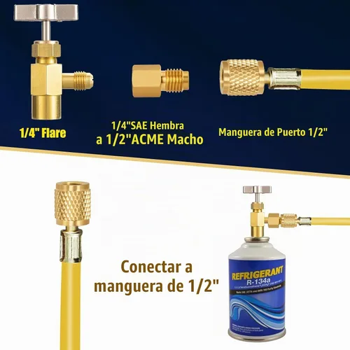 Vista 7 de WADEO 31 piezas de válvula de bola angular para refrigerante de aire acondicionado de 1/4 pulgada para refrigerante R410A R134A R12 R22