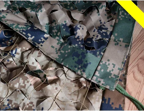 Vista 5 de Red de camuflaje 420D de doble cara de tres capas para entrenamiento militar del desierto de la selva, camping, caza, tiro, tela gruesa, malla