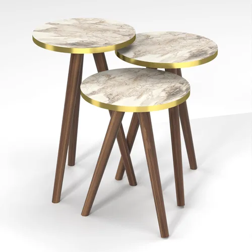 Vista 12 de Juego de 3 anidadores rectangulares, mesa anidable, base moderna de aspecto de grano de madera para mesas de centro o mesitas de noche, mesa
