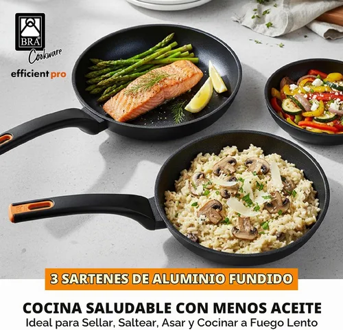 Vista 3 de BRA COOKWARE Efficient Pro - Juego de sartenes antiadherentes de 2 piezas