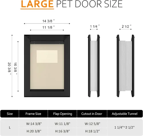 Vista 7 de [Classicmacher] Puerta para Perro de Servicio Pesado con Panel de Bloqueo Deslizante Doble, Puerta Grande de Aluminio para Perro para Puerta