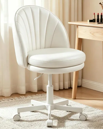 Vista 13 de GTPOFFICE Silla de tocador con respaldo, silla de oficina alta ajustable, taburetes de bar giratorios altos, silla de escritorio mullida y bonita