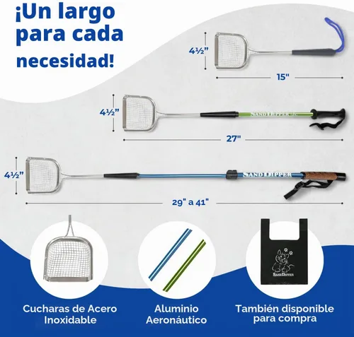 Vista 2 de Sand Dipper Pala de Arena Metálica para Gatos – Pala de Caca de Gato con Mango Largo para Caja de Arena (15"), Pala de Arena de Acero Inoxidable
