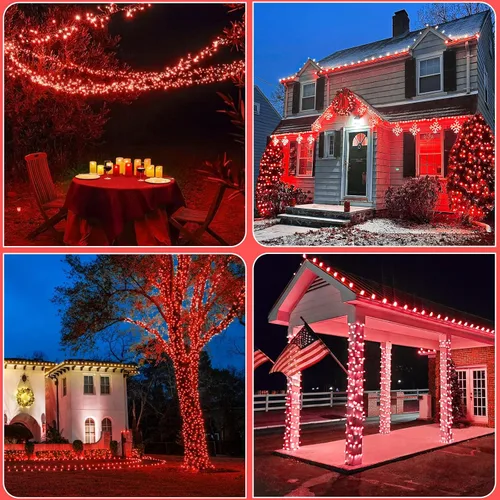 Vista 6 de 2 Pack de luces solares de Navidad para exteriores, tira de luces solares de 80 pies con 240 LED para exteriores, impermeables, 8 modos de luz