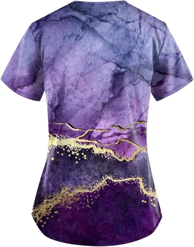Vista 3 de Fun Scrubs Mujer Scrubs Top Cuello en V Estampado 302