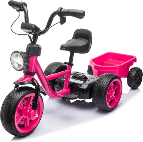 Vista 11 de Triciclo eléctrico de 12 V para niños, bicicleta para niños pequeños con estructura triangular estable, asiento ajustable, ruedas anchas de EVA Negro
