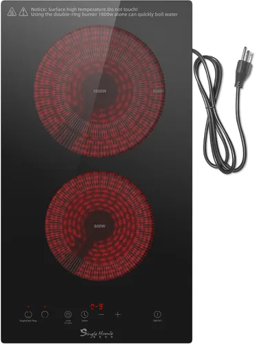 Vista 10 de Placa eléctrica de 2 quemadores de 110 V, quemador eléctrico enchufable, encimera y estufa integrada con control de perilla, 9 niveles de potencia