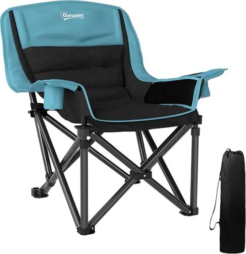 Vista 10 de Outsunny Double Camping Chair for Adults, Padded Folding Camp Chair for 2 Person with Armrest, Wine Glass Holder, Cup Holder, Carry Bag for Outdoor