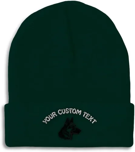 Vista 33 de Gorros personalizados para hombre, sombreros de invierno bordados de cabeza de pastor alemán negro para mujer, gorra de cráneo de acrílico, 1