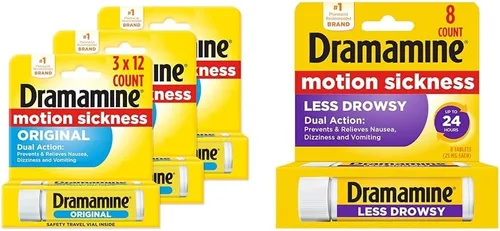 Vista 7 de Dramamine masticable, Alivio del mareo por movimiento, sabor a naranja, 4 unidades Chewables for Nausea Relief During Travel, Prevent & Relieve