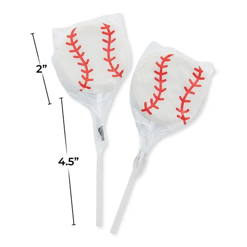 Vista 3 de Lechones en forma de béisbol (12 paletas envueltas individualmente) Dulces de fiesta deportiva