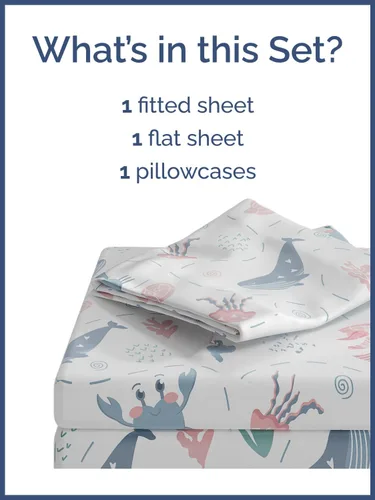 Vista 2 de CGK Linens Sábanas tamaño individual, juego de 3 piezas, de pez, color rosado, temática de animales marinos, ultrasuave, transpirable, lavable a