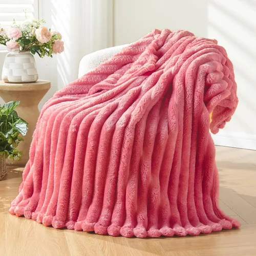 Vista 16 de NEWCOSPLAY Manta de Tiro Súper Suave Aqua Franela Sedosa Premium Forro Polar Jacquard Acanalado 3D Ligero Manta de Cama Uso en Todas las Estaciones