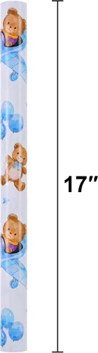Vista 4 de Sikiweiter Papel de Regalo para Baby Shower – 17 pulgadas x 16.4 pies – Rollo de Papel de Regalo con Oso de Peluche para Regalos de Baby Shower
