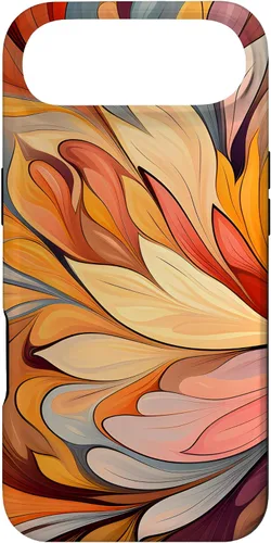 Vista 26 de iPhone 12 Pro Max Remolinos florales abstractos Funda de colores cálidos de otoño