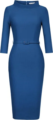 Vista 3 de MUXXN Women's 1950s Vintage 34 Sleeve Elegant Collar Cocktail Evening Dress