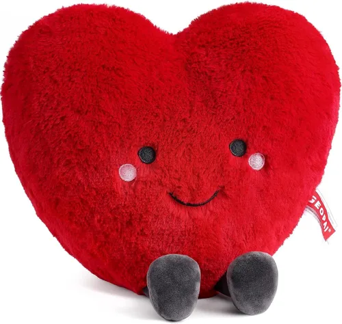 Vista 10 de Almohada de corazón rosa de 11.8 pulgadas, almohada de amor, bonita felpa, almohadas de corazón para vivir, animales de peluche aptos