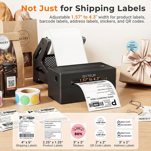 Vista 5 de Bluetooth Thermal Shipping Label Printer, 4x6 Wireless for Business