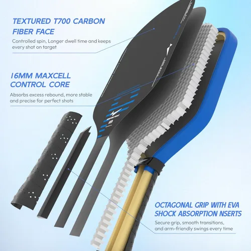 Vista 10 de Warping Point Rhythm 16MM Pickleball Paddle, Carbon Fiber Paddle, Thermoformed Design with MaxCell Honeycomb Core, Design for Precision Control &