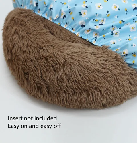 Vista 2 de Funda ajustada para cama circular para perros, reemplazo impermeable y lavable, funda de almohada de plástico para cama de dona de pelo sintético