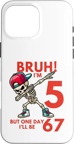 Vista 19 de Bruh I'm 5 But One-Day I'll Be 67 Retro 5th Birthday Kids Case for iPhone 17