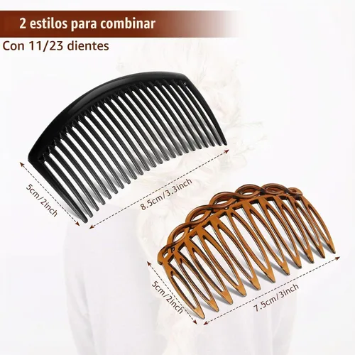 Vista 4 de Chuangdi Set de 24 Piezas de Peines Franceses para el Lado del Cabello - Accesorios de Pinza de Peine de Torsión de Plástico para Mujeres