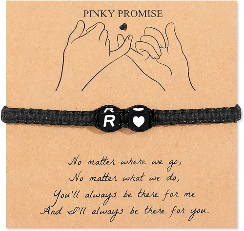 Vista 23 de Pulsera inicial para hombres y mujeres con letra, pulseras de dijes a juego para parejas, pulseras hechas a mano, regalo para novio y novia, regalo