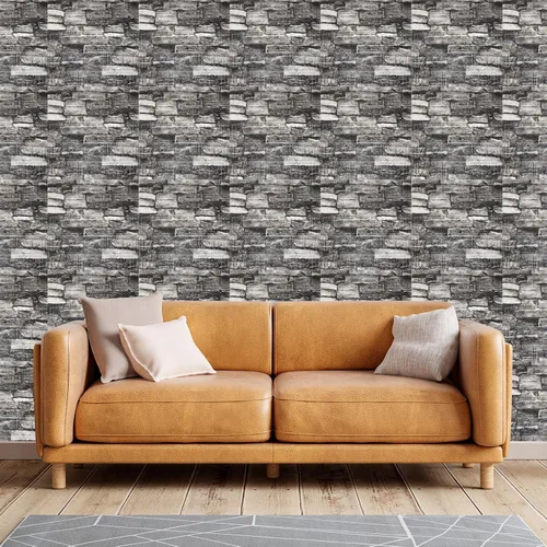 Vista 5 de uxcell Paneles de pared 3D para despegar y pegar, 30 piezas de papel tapiz de ladrillo de espuma para dormitorio, panel de pared de piedra