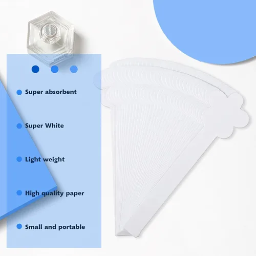 Vista 3 de 100 tiras de prueba de perfume de papel en forma de flor desechables blancas para fragancias, aromas, aceites esenciales, pruebas de aromaterapia