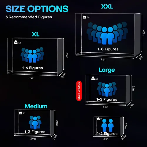 Vista 8 de Marco de Fotos Personalizado de Cristal 3D Rectangular Pequeño (Horizontal) – Premium: Base LED Multicolor, Envoltorio para Regalo y Tarjeta 3D
