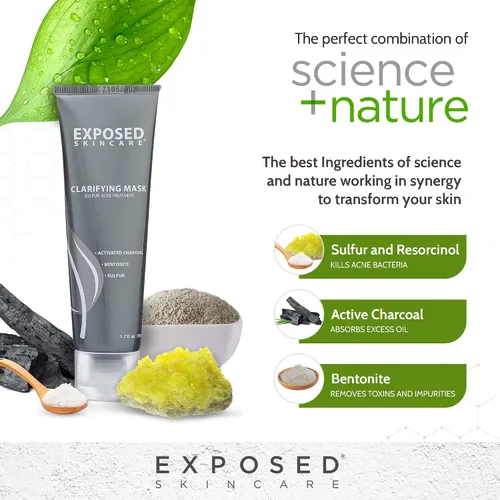 Vista 8 de Exposed Skin Care Mascarilla facial de carbón activado para purificar la piel, regular la producción de aceite y minimizar visiblemente los poros