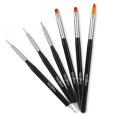 Vista 7 de TEOYALL Pinceles para arte de uñas - Gel constructor, herramientas de punteado, delineador fino