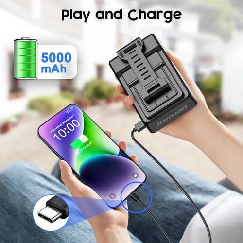 Vista 3 de JTEMAN Regalos para hombres y mujeres, soporte ajustable para teléfono celular con altavoz Bluetooth y función de carga, genial idea de regalo