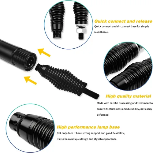 Vista 2 de DREAMIZER 2 piezas de luces de látigo con base de resorte en barril, luces LED con base de resorte de liberación rápida, compatibles con Cam Am